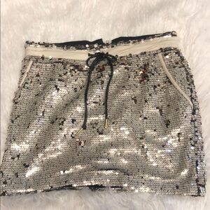 Sequin Mini Skirt - Silver